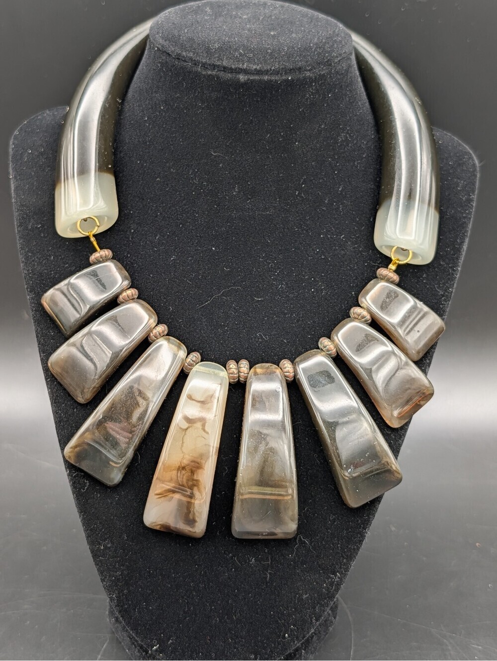 Oscar de la Renta 1980s Lucite Statement Bib Collar Necklace READ Vintage